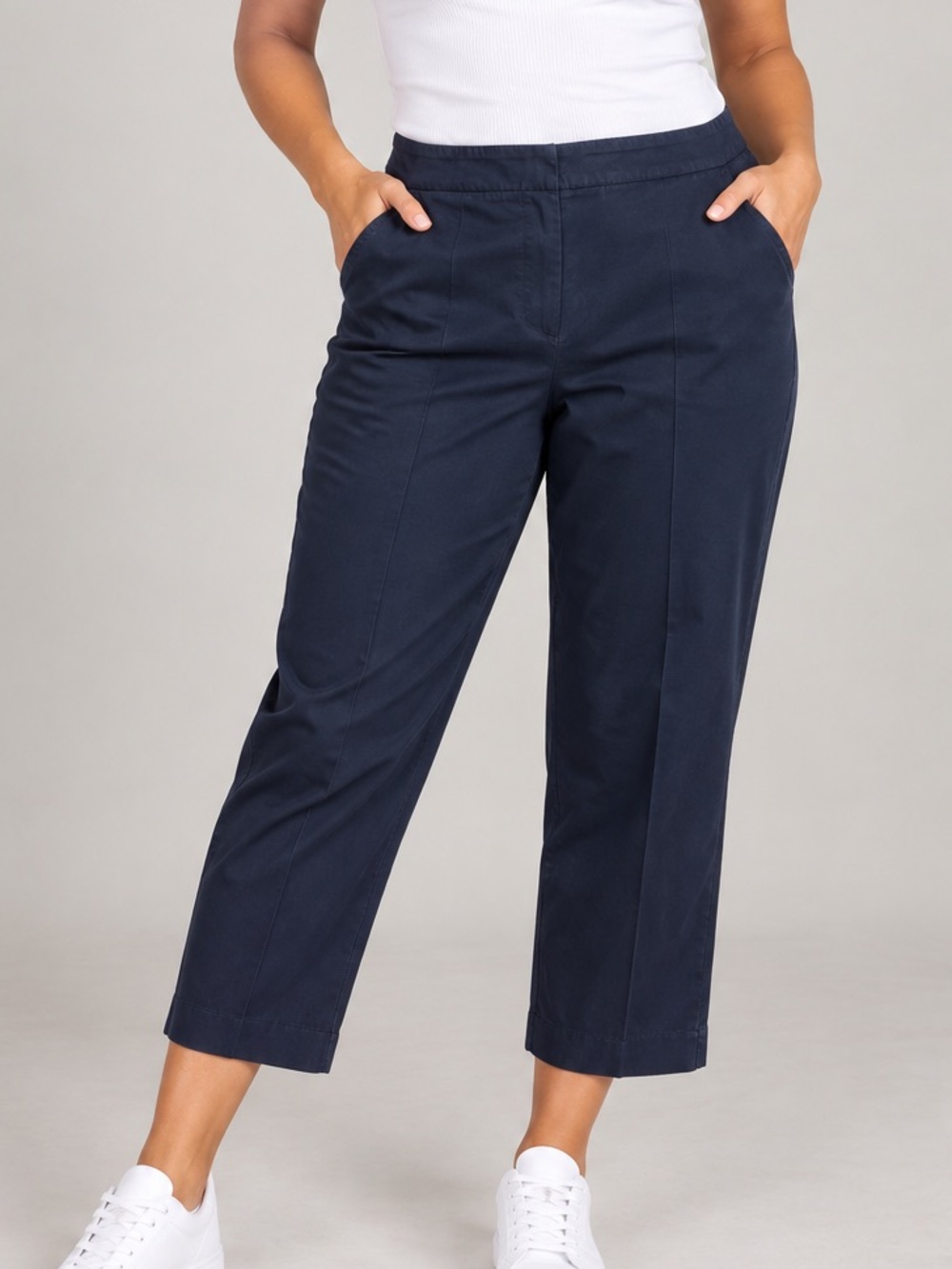 Talbots Navy Cropped Straight-Leg Ankle Pants